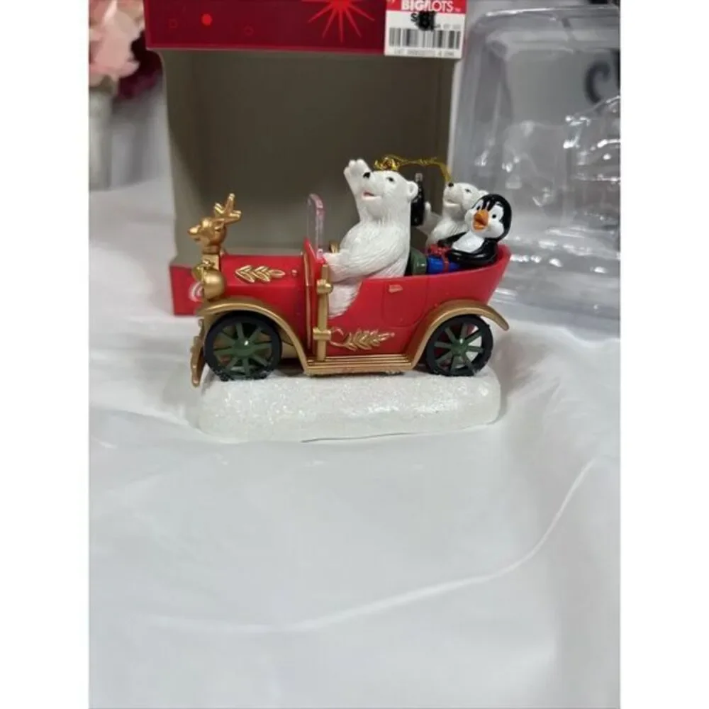 Coca-Cola Ornament - Bear Driving Car with His Friends -‎ Musical - Untested